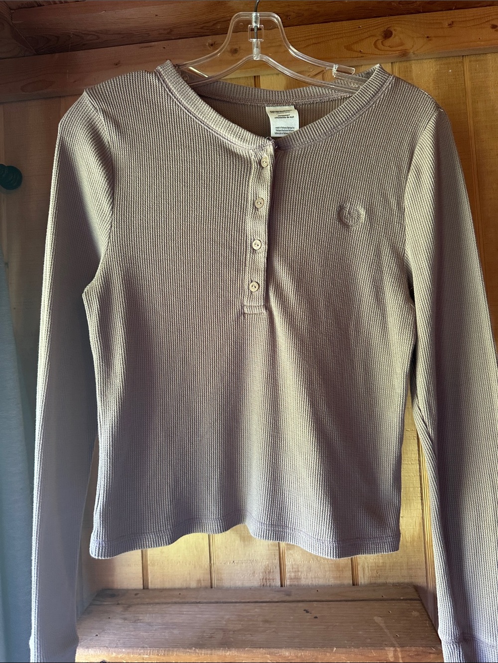 PINK Victoria's Secret Long-Sleeve Ribbed Henley Top 8261.5